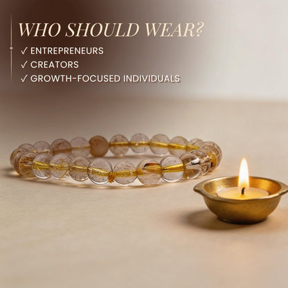 Golden Rutilated Quartz Bracelet for Manifestation| Men & Women - plusvalueindia