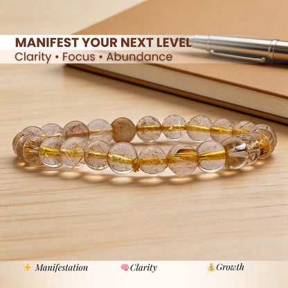 Golden Rutilated Quartz Bracelet for Manifestation| Men & Women - plusvalueindia