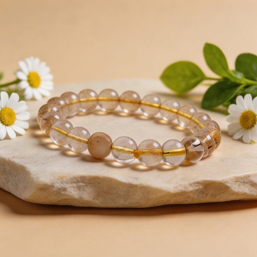 Golden Rutilated Quartz Bracelet for Manifestation| Men & Women - plusvalueindia