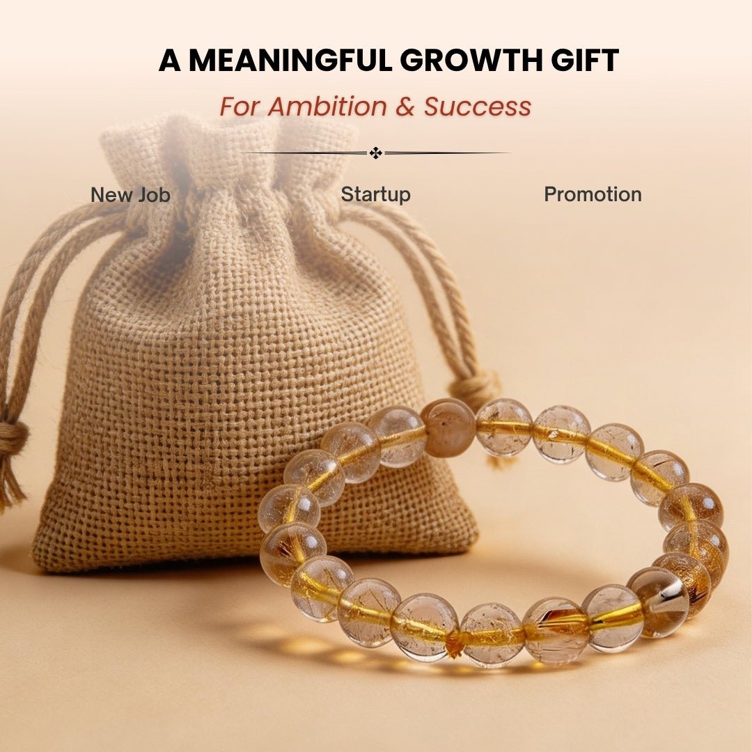 Golden Rutilated Quartz Bracelet for Manifestation| Men & Women - plusvalueindia