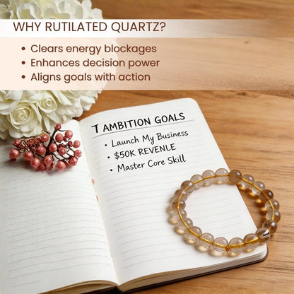 Golden Rutilated Quartz Bracelet for Manifestation| Men & Women - plusvalueindia