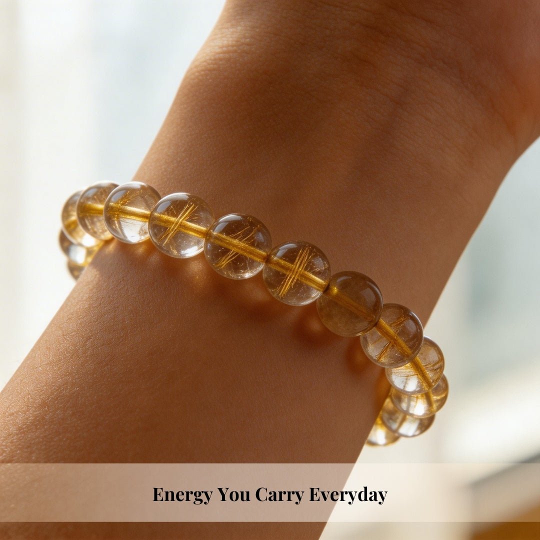 Golden Rutilated Quartz Bracelet for Manifestation| Men & Women - plusvalueindia