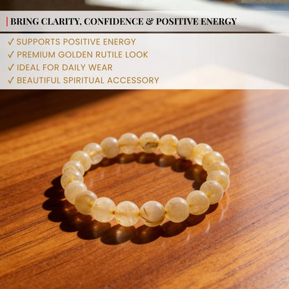 Golden Rutilated Quartz Bracelet for Manifestation| Men & Women - plusvalueindia