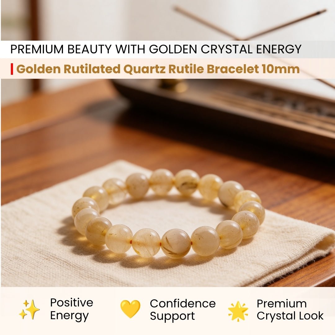 Golden Rutilated Quartz Bracelet for Manifestation| Men & Women - plusvalueindia