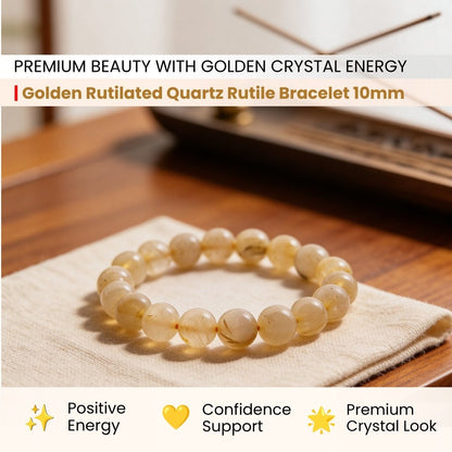 Golden Rutilated Quartz Bracelet for Manifestation| Men & Women - plusvalueindia