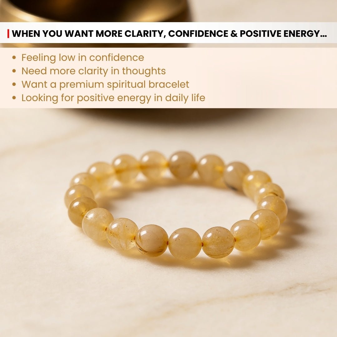 Golden Rutilated Quartz Bracelet for Manifestation| Men & Women - plusvalueindia