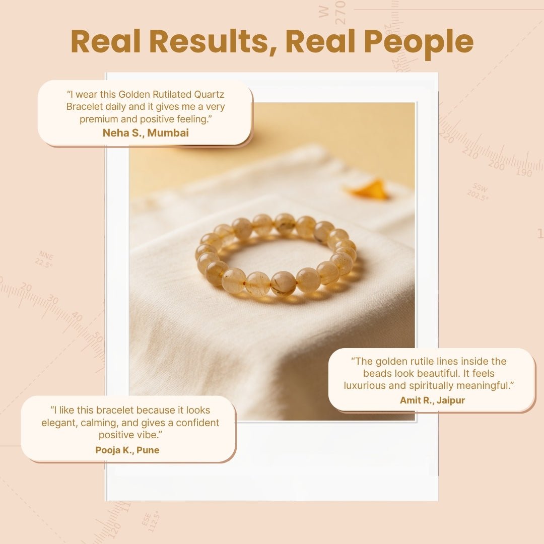 Golden Rutilated Quartz Bracelet for Manifestation| Men & Women - plusvalueindia