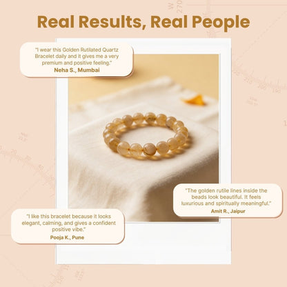 Golden Rutilated Quartz Bracelet for Manifestation| Men & Women - plusvalueindia