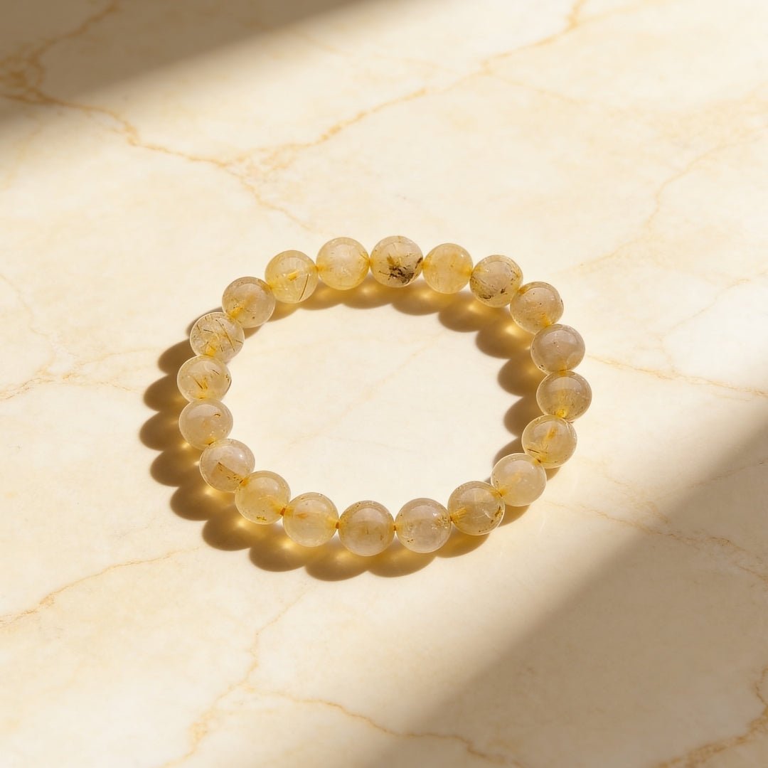 Golden Rutilated Quartz Bracelet for Manifestation| Men & Women - plusvalueindia