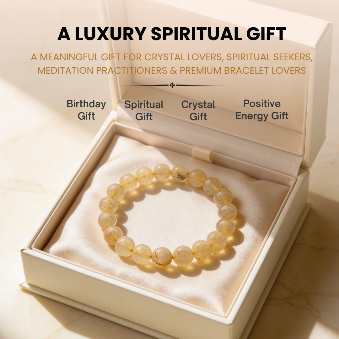 Golden Rutilated Quartz Bracelet for Manifestation| Men & Women - plusvalueindia