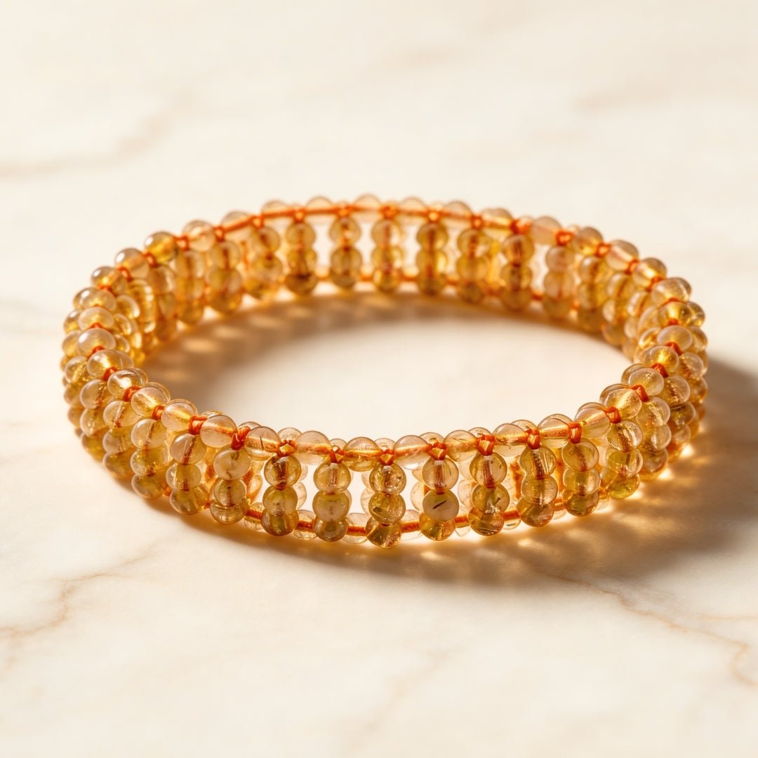 Golden Rutile Gajra Bracelet for Men Women Unisex (1pc) - plusvalueindia