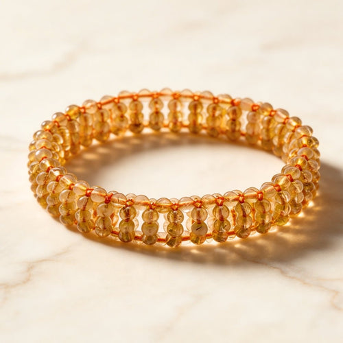 Golden Rutile Gajra Bracelet for Men Women Unisex (1pc) - plusvalueindia