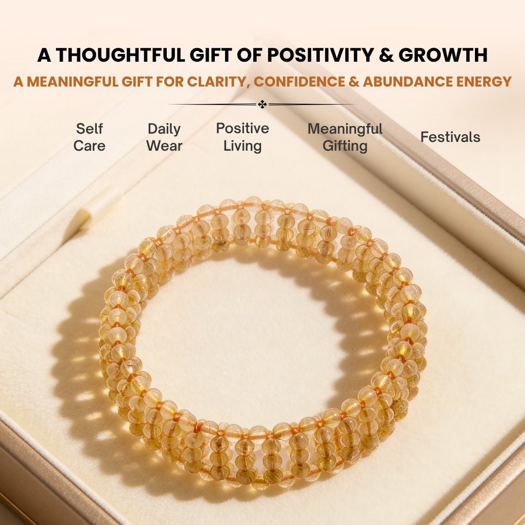 Golden Rutile Gajra Bracelet for Men Women Unisex (1pc) - plusvalueindia