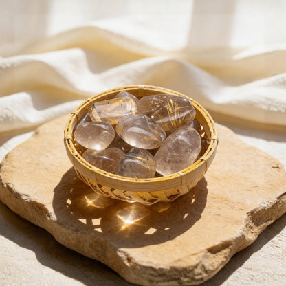 Golden Rutile Tumbled Stone Pebbles - plusvalueindia