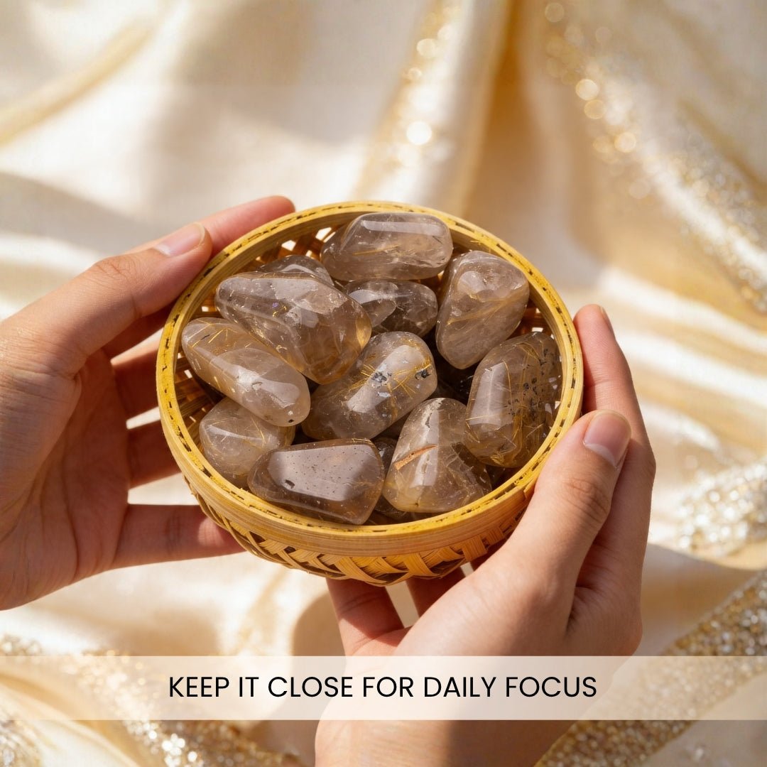 Golden Rutile Tumbled Stone Pebbles - plusvalueindia
