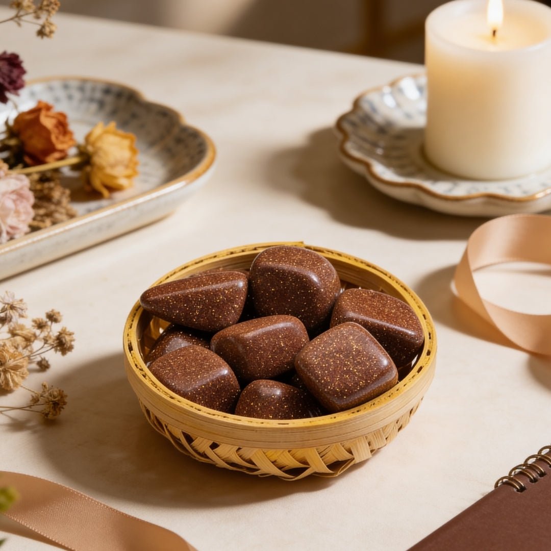 Goldstone Tumbled Stone Pebbles - plusvalueindia