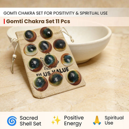 Gomti Chakra Set for Vastu - Rare Gomati Chakra for Wealth, Protection and Astrology Remedies, 11pcs - plusvalueindia