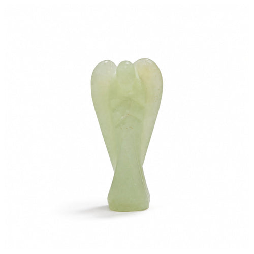 Hand-carved natural Green Aventurine crystal angel pocket figurine 2 inch tall in standing posture