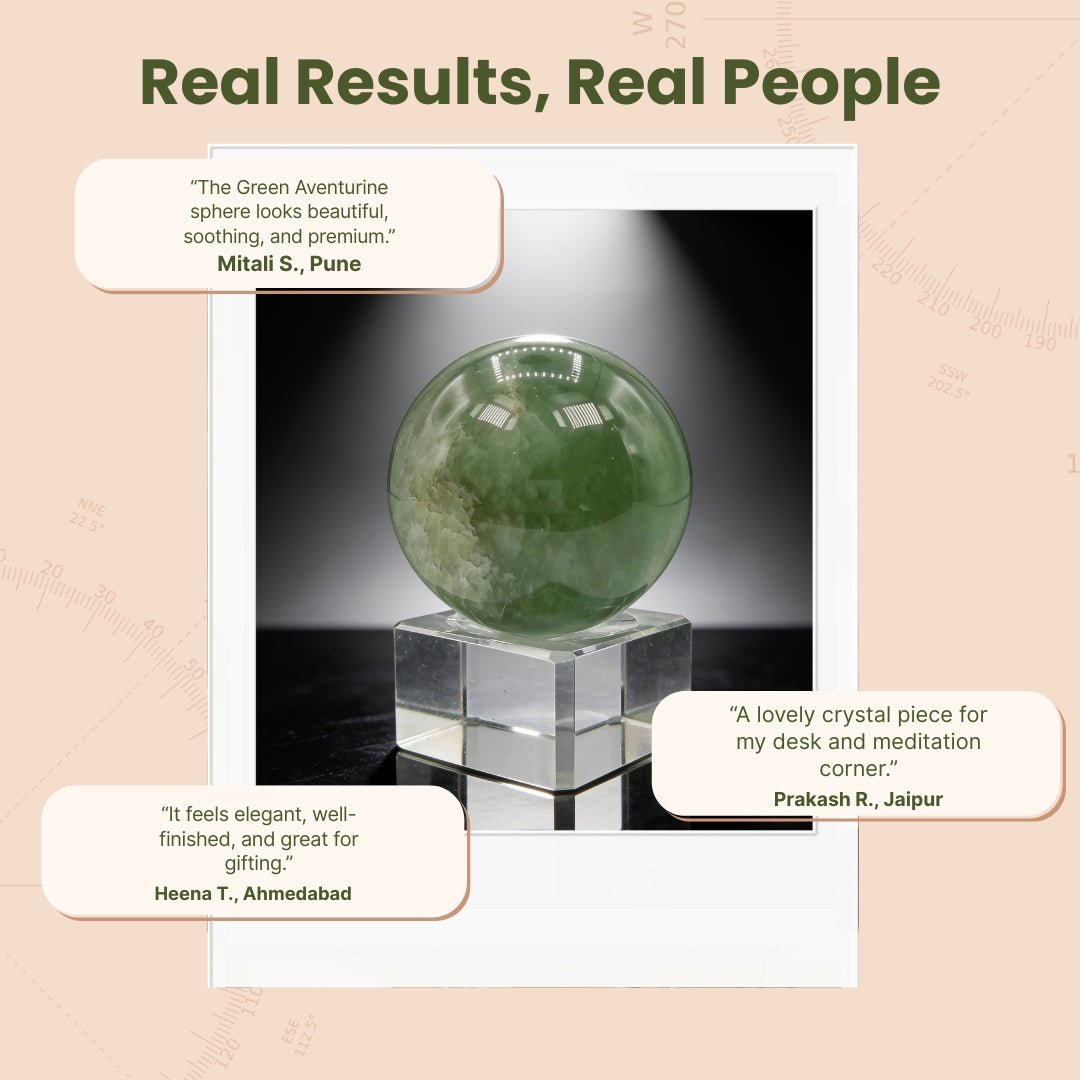 Green Aventurine Ball Sphere With Crystal Stand - plusvalueindia