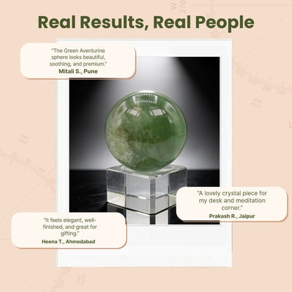 Green Aventurine Ball Sphere With Crystal Stand - plusvalueindia
