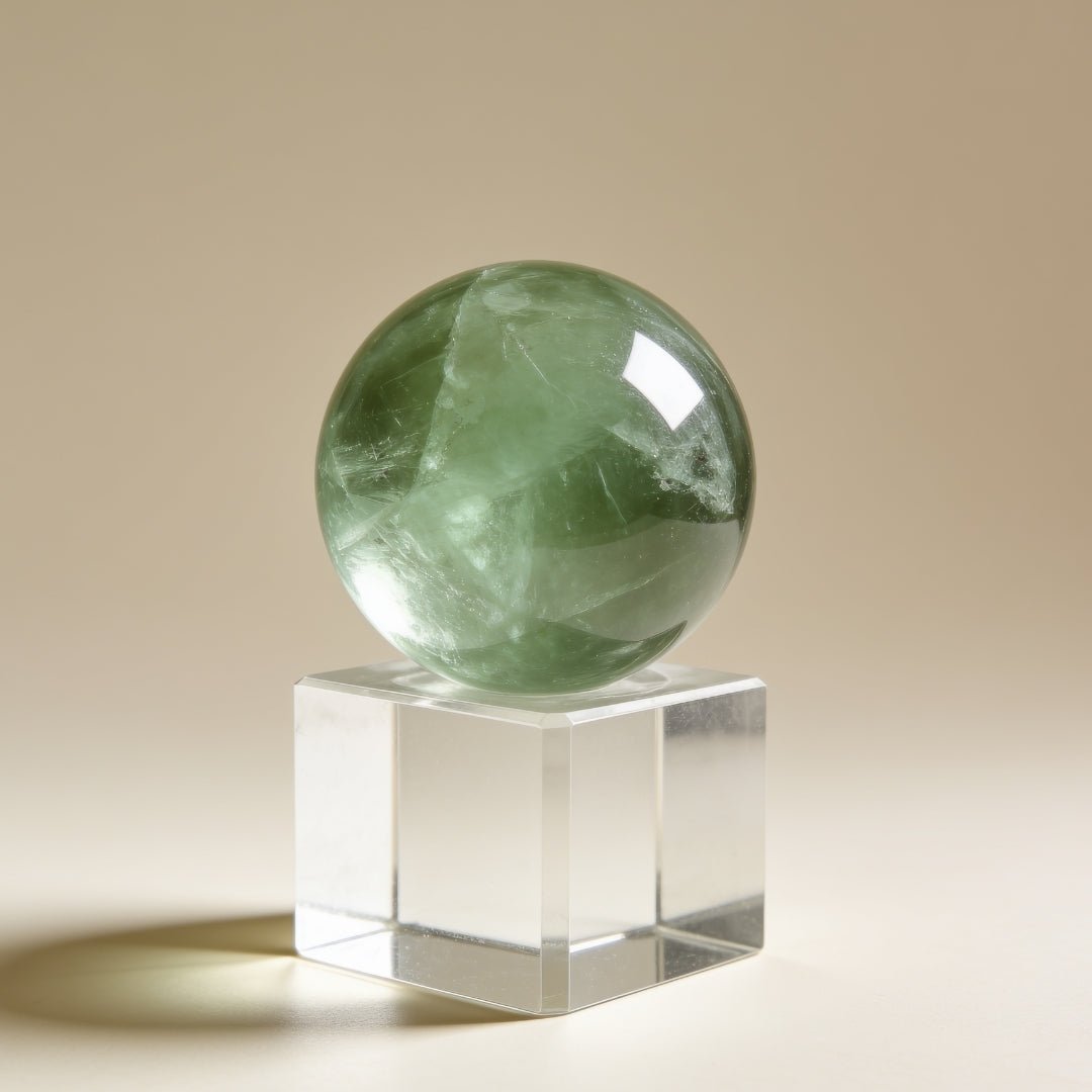 Green Aventurine Ball Sphere With Crystal Stand - plusvalueindia