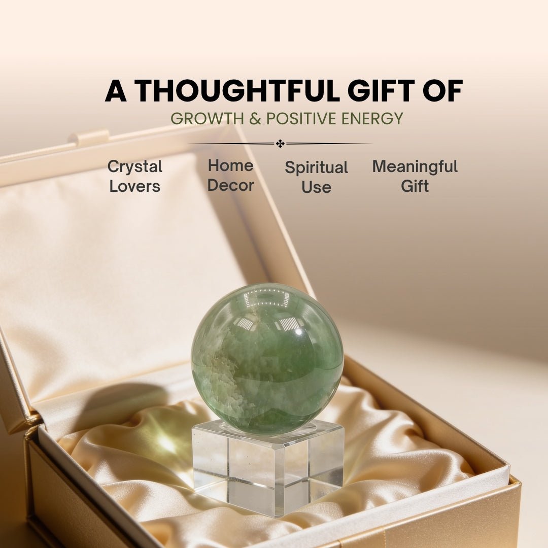 Green Aventurine Ball Sphere With Crystal Stand - plusvalueindia