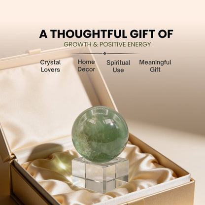 Green Aventurine Ball Sphere With Crystal Stand - plusvalueindia