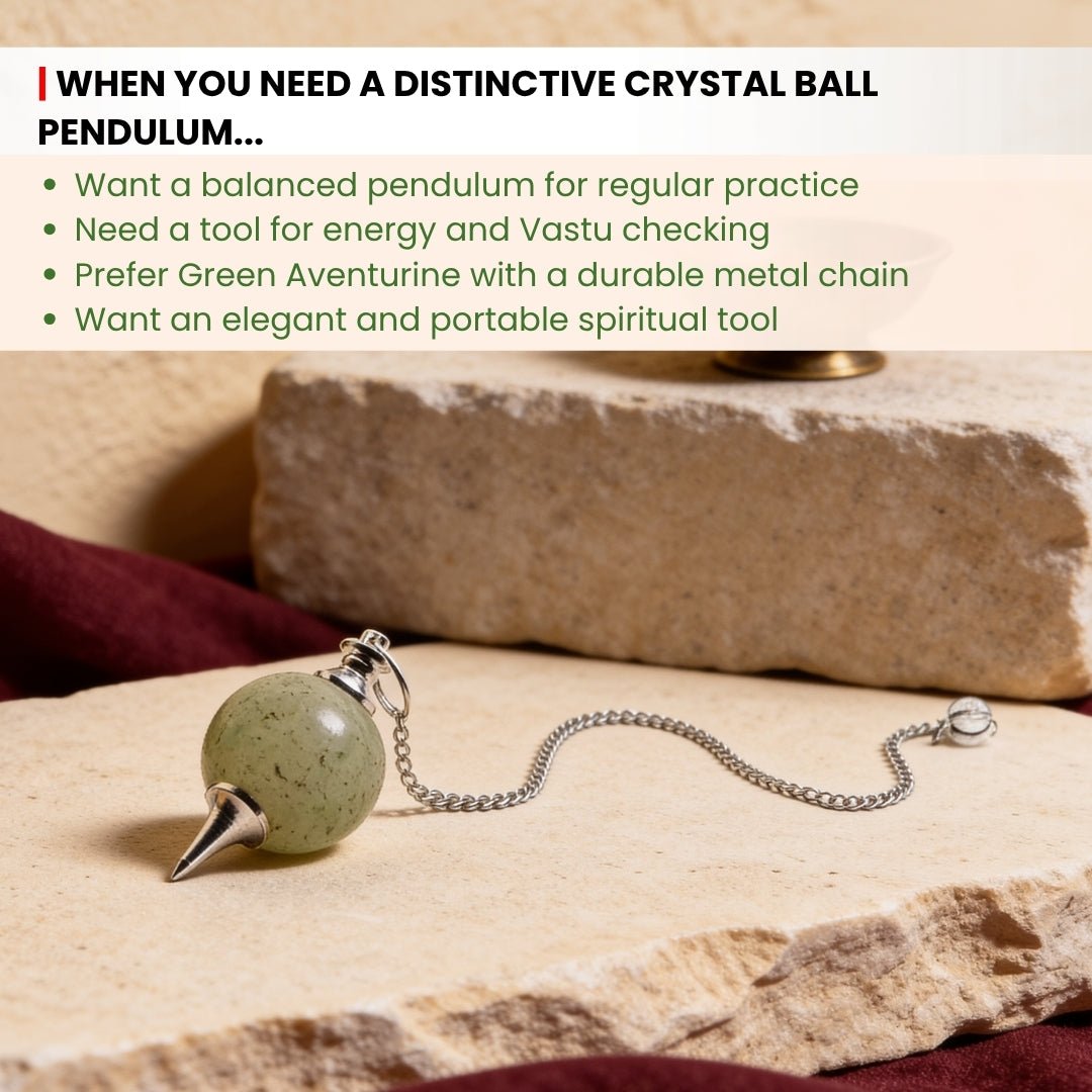 Silver-toned ball chain securely attached to crystal pendulum cap