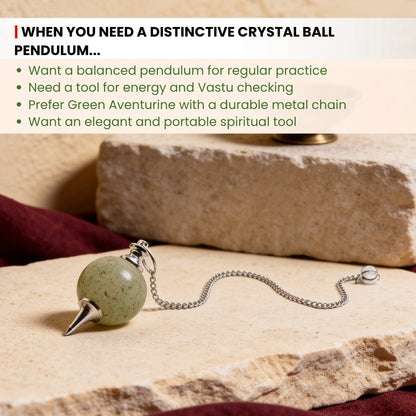 Silver-toned ball chain securely attached to crystal pendulum cap