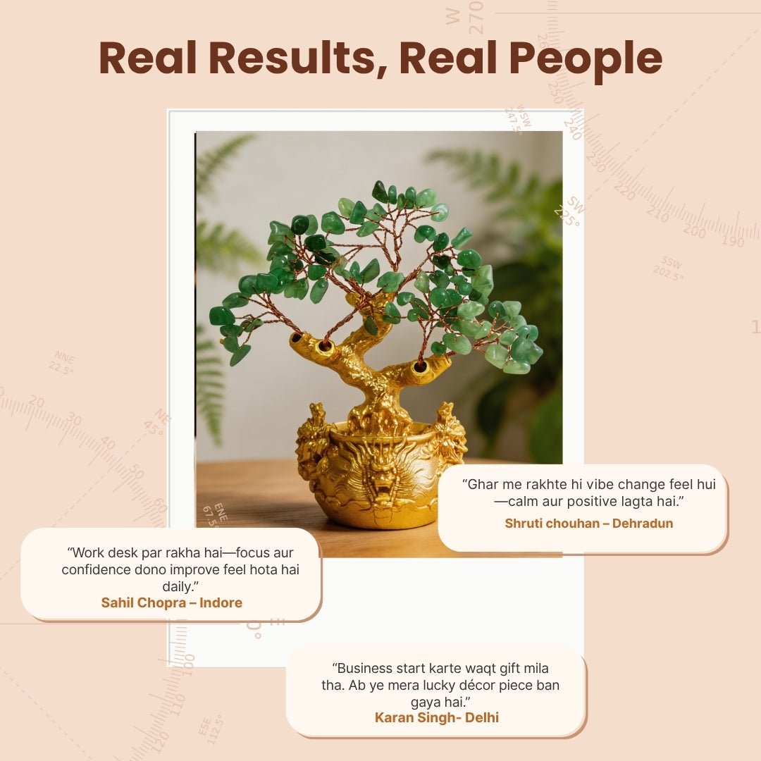 Green Aventurine Crystal Tree for Wealth & New Beginnings Positive Energy Showpiece for Home Decor - plusvalueindia