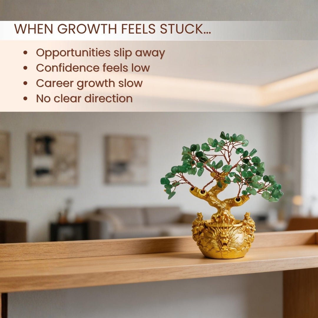 Green Aventurine Crystal Tree for Wealth & New Beginnings Positive Energy Showpiece for Home Decor - plusvalueindia