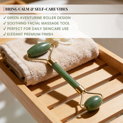 Green Aventurine Facial Massage Roller for Body, Face, Neck, Eye - plusvalueindia