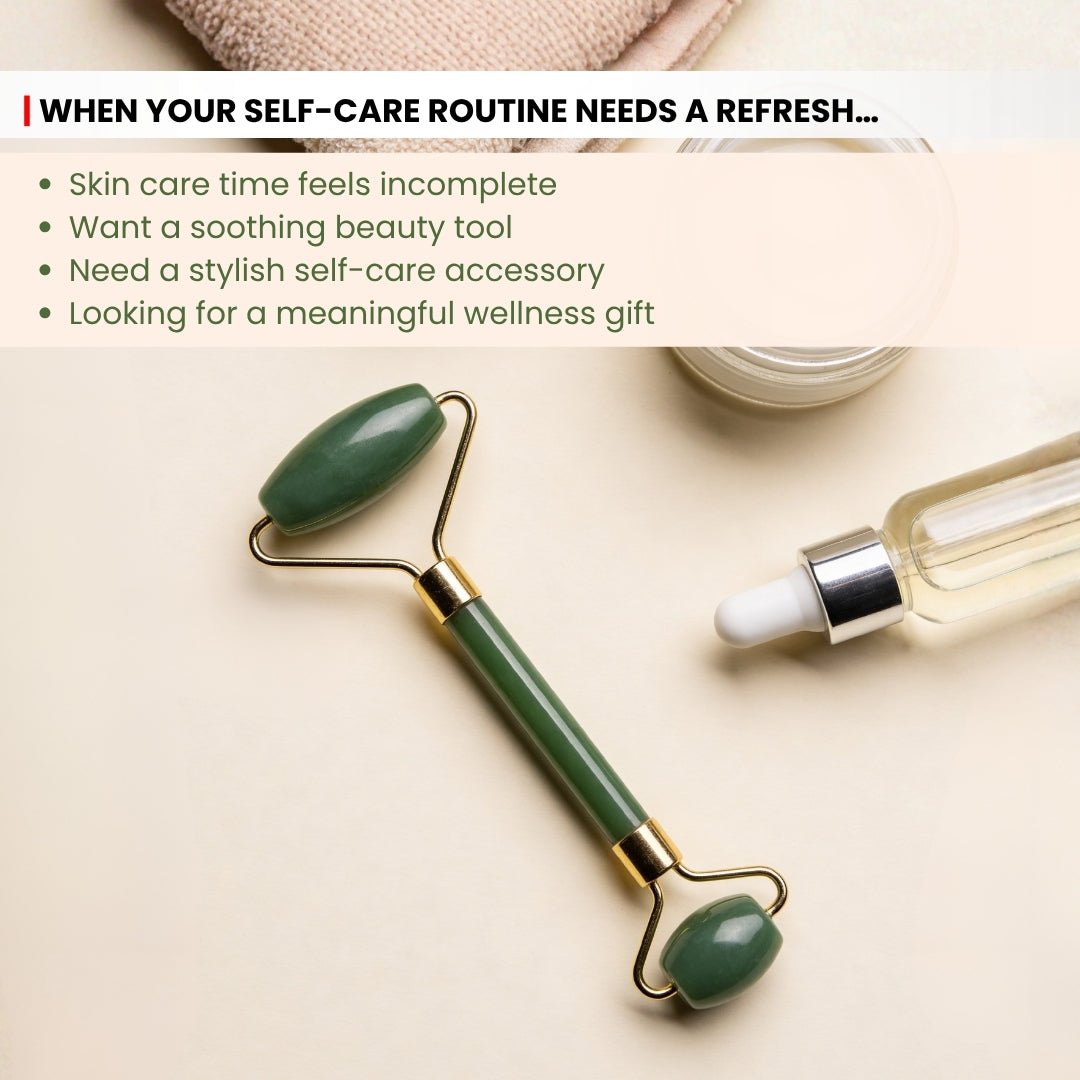 Green Aventurine Facial Massage Roller for Body, Face, Neck, Eye - plusvalueindia