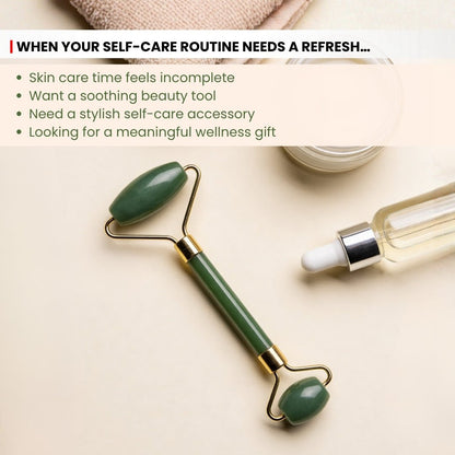 Green Aventurine Facial Massage Roller for Body, Face, Neck, Eye - plusvalueindia