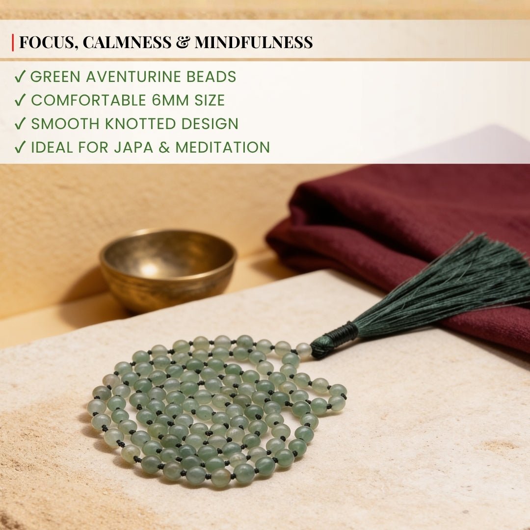 Traditional hand-knotted thread construction between 6 mm crystal beads