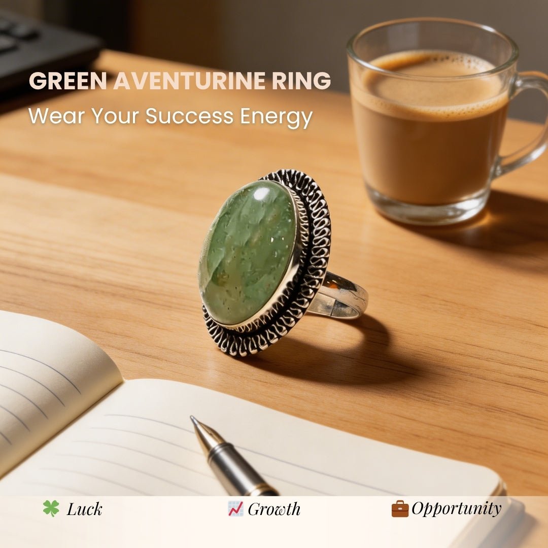 Green Aventurine Ring - plusvalueindia