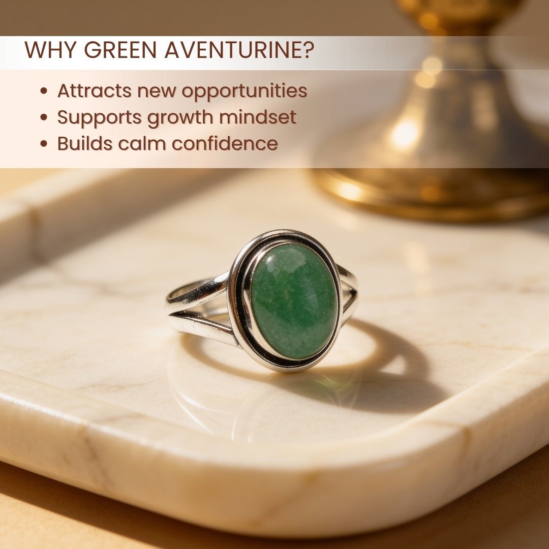 Green Aventurine Ring - plusvalueindia