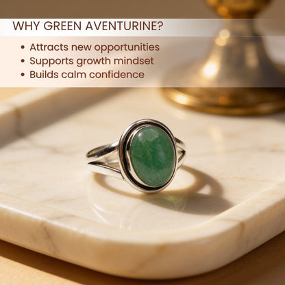 Green Aventurine Ring - plusvalueindia