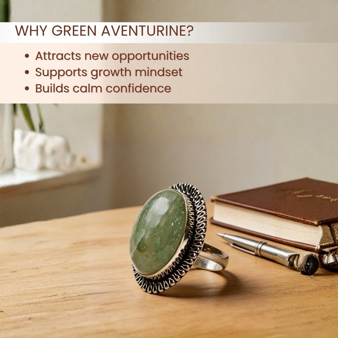Green Aventurine Ring - plusvalueindia
