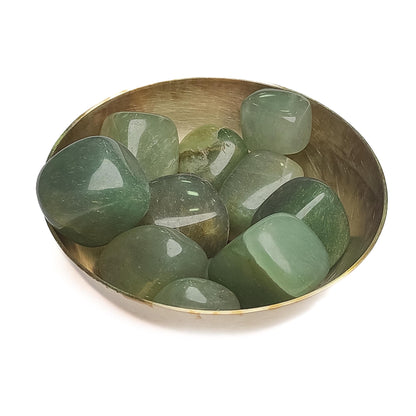 green aventurine tumble pebble 200gm bronze bowl
