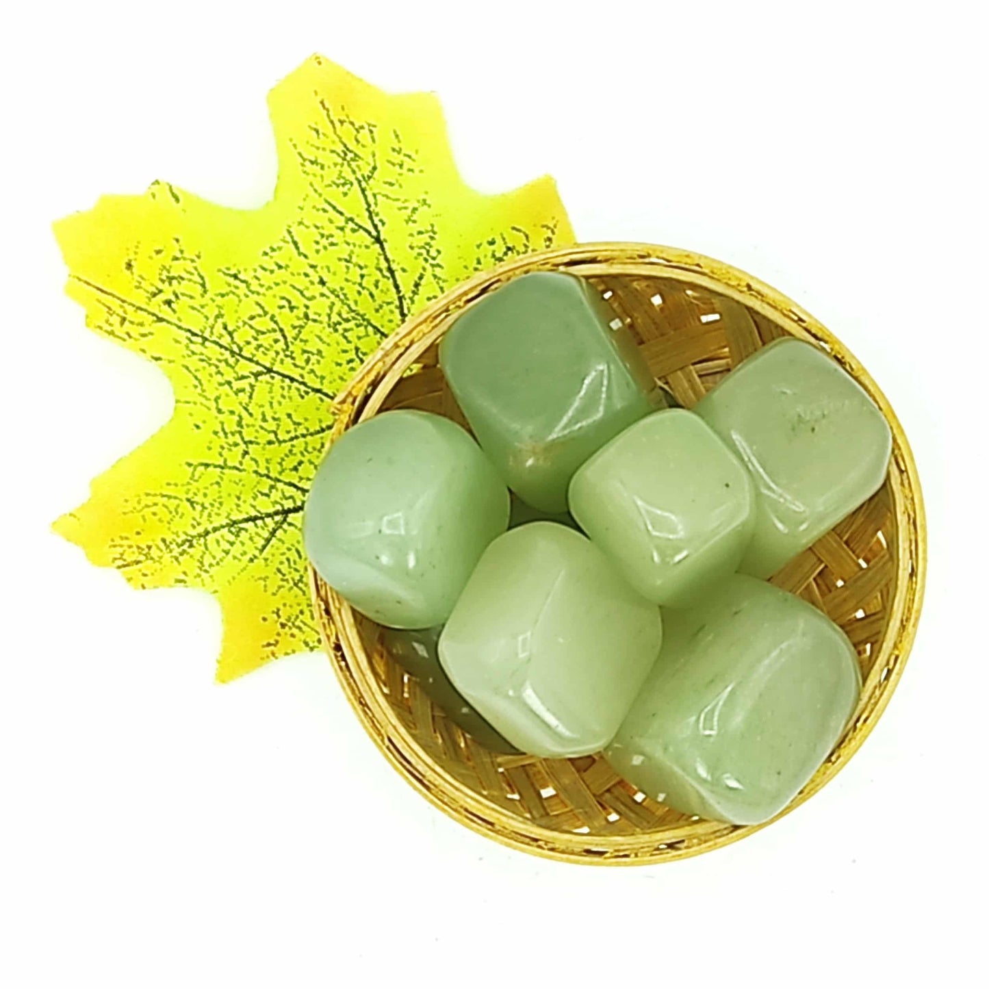 green aventurine pebble tumble stone natural basket