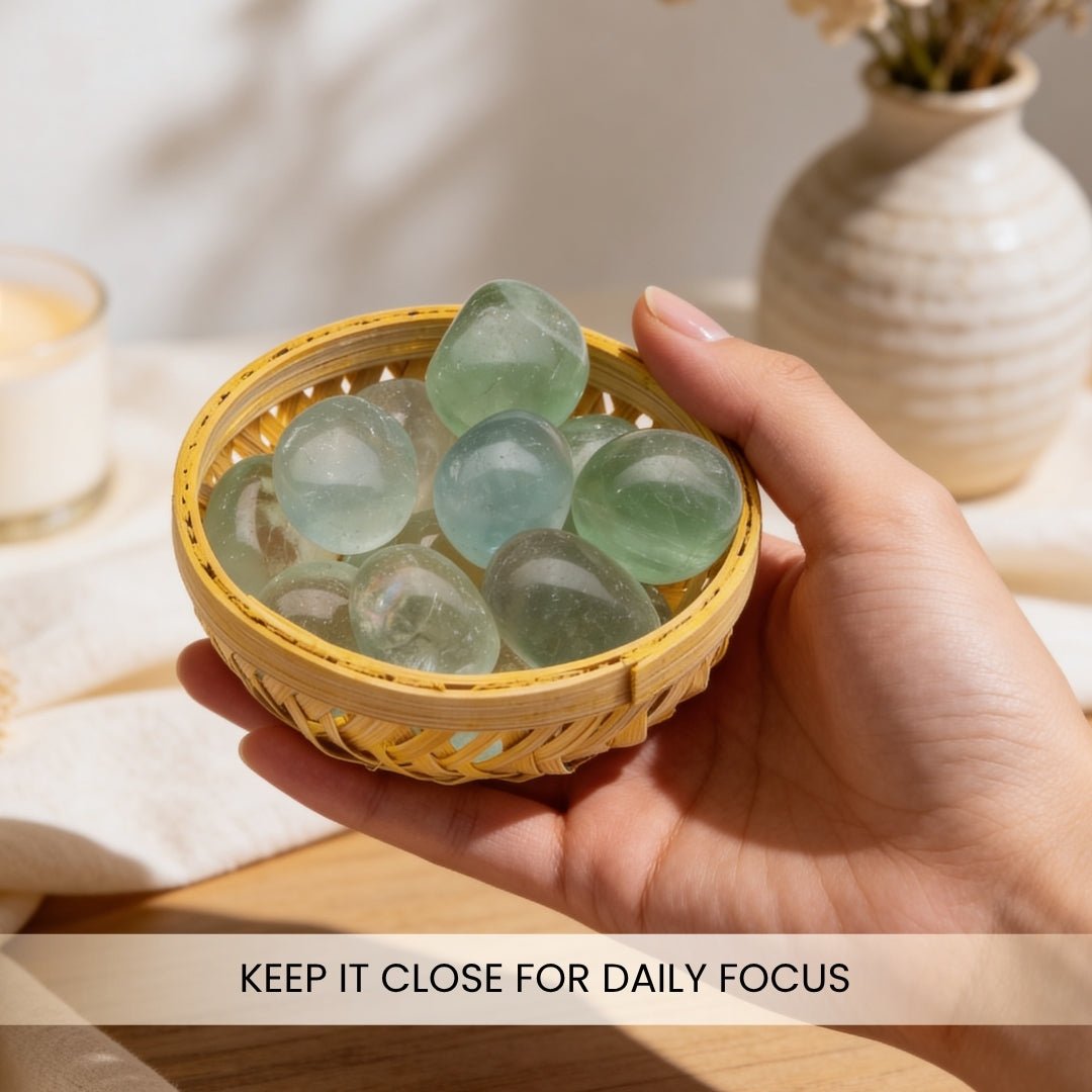 Green Fluorite Tumbled Stone Pebbles - plusvalueindia