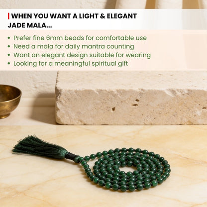 6 mm bead diameter scale measurement diagram for Green Jade japa mala
