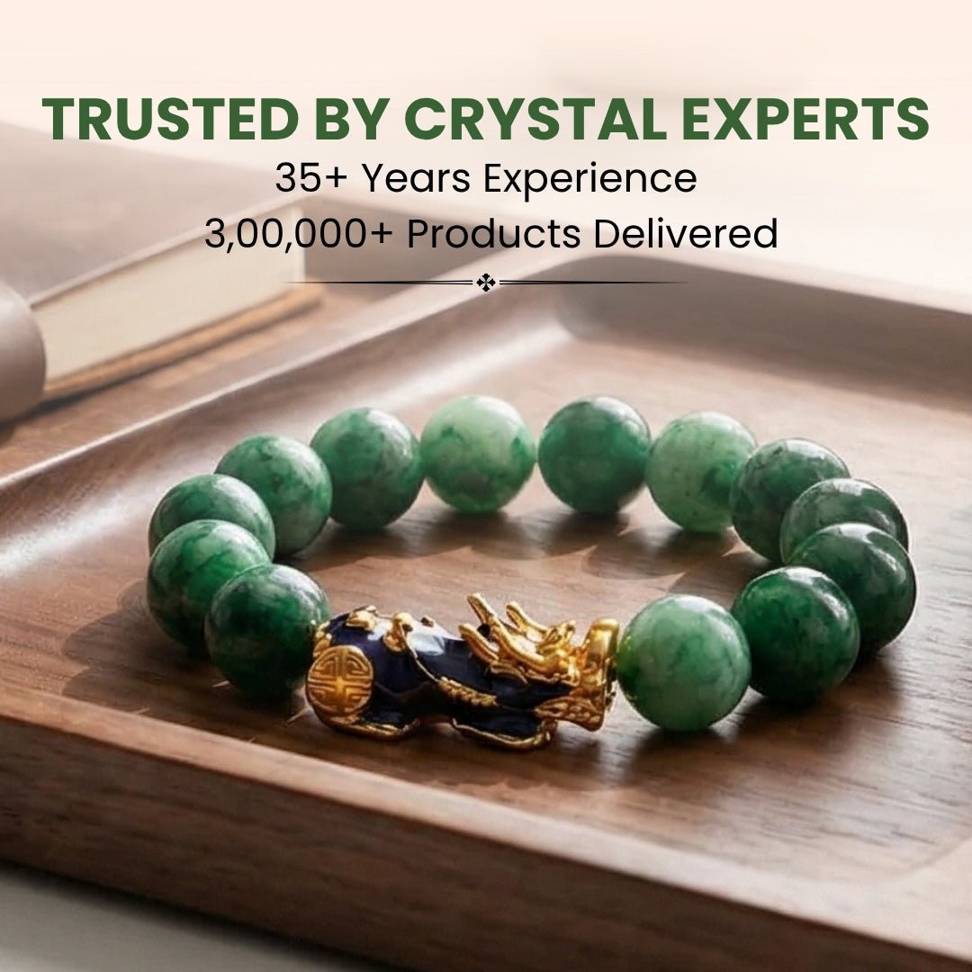 Green Jade Pi Yao Bracelet - Feng Shui Crystal for Wealth, Prosperity & Luck, 12mm Beads - plusvalueindia