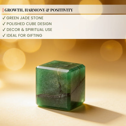 Green Jade Square Stone Cube Reiki Healing Aura Chakra Vastu Feng Shui - plusvalueindia