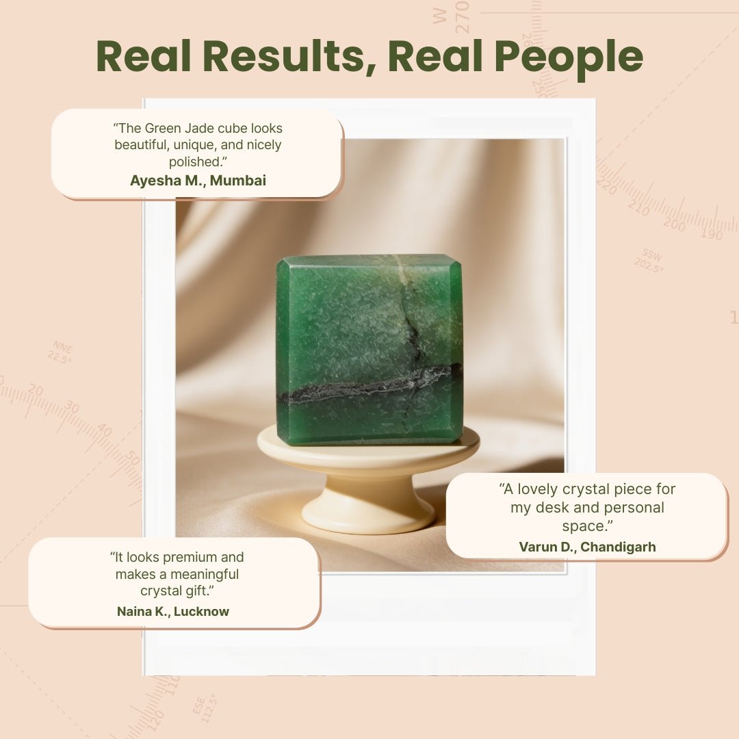 Green Jade Square Stone Cube Reiki Healing Aura Chakra Vastu Feng Shui - plusvalueindia