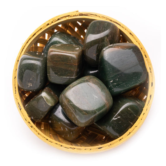 green jade tumble pebble stone 200gm Basket