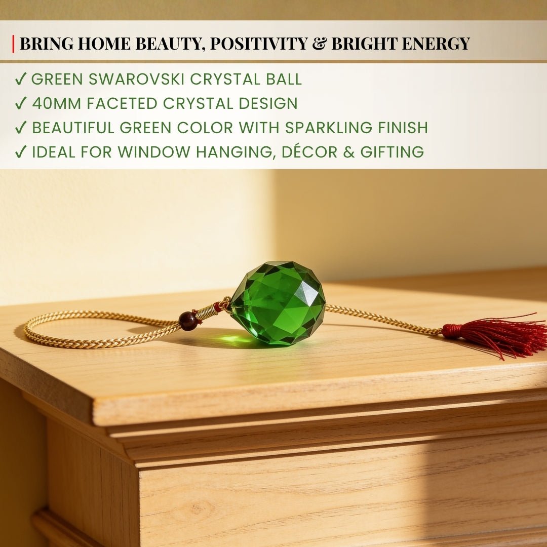 Feng Shui Green Swarovski Crystal Ball 40mm - plusvalueindia