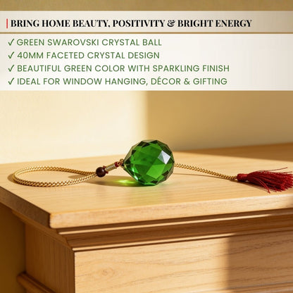 Feng Shui Green Swarovski Crystal Ball 40mm - plusvalueindia