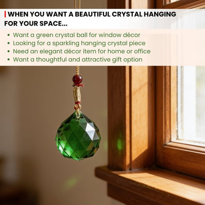 Feng Shui Green Swarovski Crystal Ball 40mm - plusvalueindia